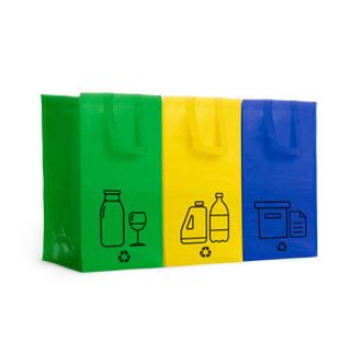 Stamina BO7147 - VOLGA Set of 3 recycling bags made of resistant laminated pp-woven fabric in matt finish with side velcro strips