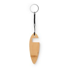 BONCER Bamboo keychain with mobile phone holder function - EgotierPro KO4110