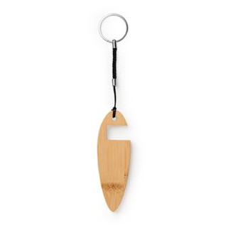 BONCER Bamboo keychain with mobile phone holder function - EgotierPro KO4110