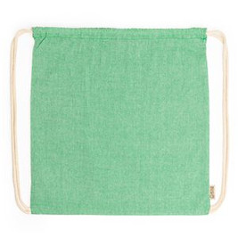 BRESCIA Drawstring bag made of 120 gsm recycled cotton in heather finish and cords in natural colour - EgotierPro MO7165