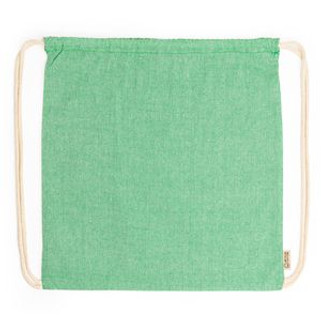 BRESCIA Drawstring bag made of 120 gsm recycled cotton in heather finish and cords in natural colour - EgotierPro MO7165