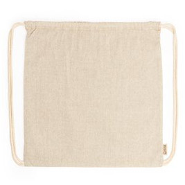 BRESCIA Drawstring bag made of 120 gsm recycled cotton in heather finish and cords in natural colour - EgotierPro MO7165