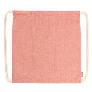 BRESCIA Drawstring bag made of 120 gsm recycled cotton in heather finish and cords in natural colour - EgotierPro MO7165
