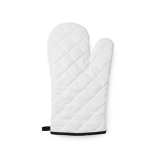 ROGER White polyester kitchen mitt with colour edging and hanging strap - EgotierPro MP9134