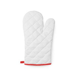 ROGER White polyester kitchen mitt with colour edging and hanging strap - EgotierPro MP9134