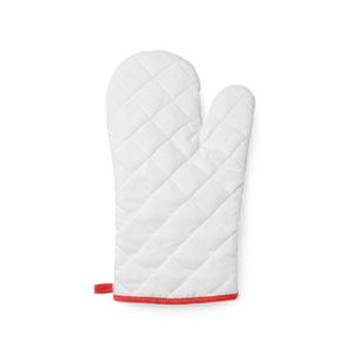 ROGER White polyester kitchen mitt with colour edging and hanging strap - EgotierPro MP9134