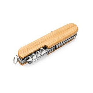 BINTAL Multipurpose jackknife with accessories in stainless steel and main structure in bamboo - EgotierPro NA4096