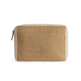 ARONA Practical toilet bag in cotton and laminated jute - EgotierPro NE7563