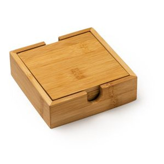 ALGOR 4-coaster set made of bamboo in an elegant bamboo box - EgotierPro PV4113