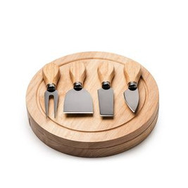 COMTE Cheese set with 4 utensils in stainless steel and wooden handle - EgotierPro QU4102