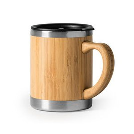 PANA Stainless steel mug with double wall and bamboo exterior - EgotierPro TZ4097
