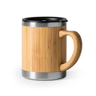 PANA Stainless steel mug with double wall and bamboo exterior - EgotierPro TZ4097