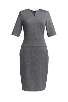 Brook Taverner BT2365 - Elegant Notched Collar Jersey Dress with Zip Pockets