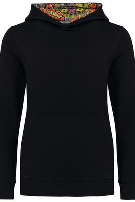 Kariban K4014 - Unisex kindersweater met contrasterende capuchon met motief