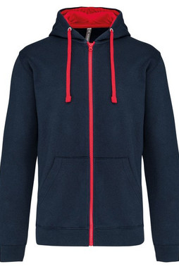 Kariban K466 - Sweater met rits en capuchon in contrasterende kleur