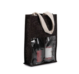 Kimood KI0268 - Elegant Dual Compartment Jute Wine Bottle Carrier