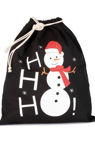 Kimood KI0745 - Cotton bag with snowman design and drawcord closure