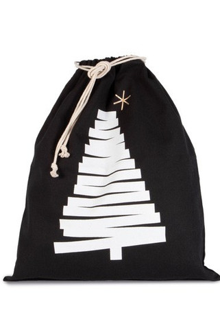 Kimood KI0746 - Cotton bag with Christmas tree design and drawcord closure