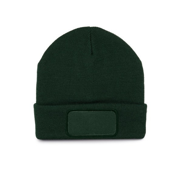 K-up KP895 - Strickmütze mit Baumwollpatch für Personalisierung
