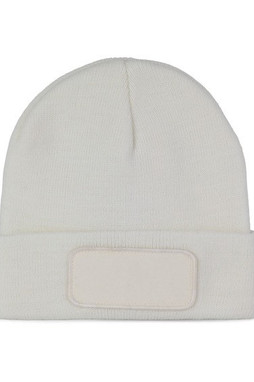 K-up KP895 - Strickmütze mit Baumwollpatch für Personalisierung