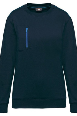 WK. Designed To Work WK403 - DayToDay unisex trui met rits contrasterende zak