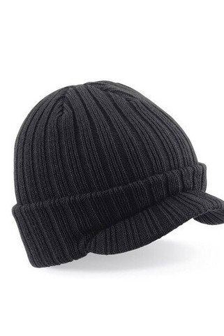 BEECHFIELD BF448 - Ribbed Knit Soft-Touch Beanie with Pre-Curved Peak