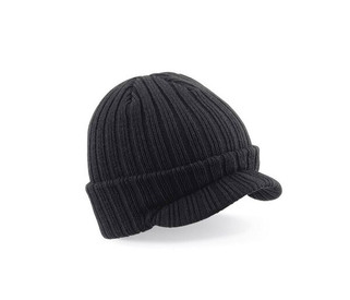 BEECHFIELD BF448 - Ribbed Knit Soft-Touch Beanie with Pre-Curved Peak