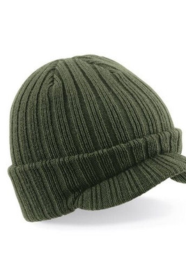 BEECHFIELD BF448 - Vinterkomfort Ribstrikket Beanie med Skærm