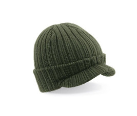 BEECHFIELD BF448 - Ribbed Knit Soft-Touch Beanie with Pre-Curved Peak