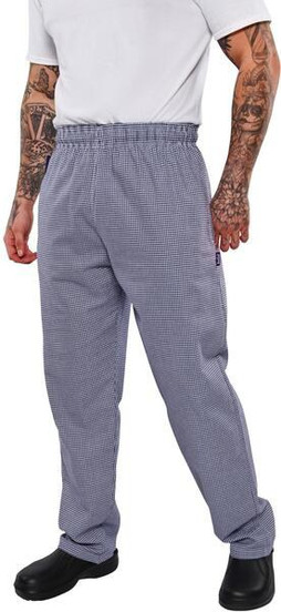 BonChef B704 - Unisex Baggy Chef Trousers with Gingham Check Pattern