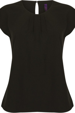 Henbury H597 - Elegant Pleated Front Blouse with Capped Sleeves