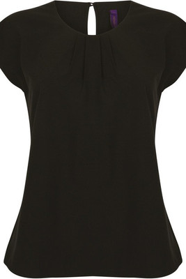Henbury H597 - Elegant Pleated Front Blouse with Capped Sleeves