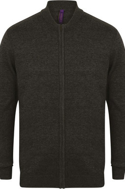 Henbury H718 - Unisex Fine Knit Bomber Cardigan with Zip