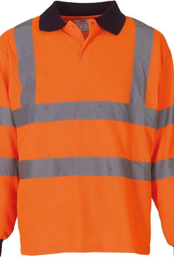 Yoko YHVJ310 - YOKO Langärmliges Poloshirt in Warnfarbe