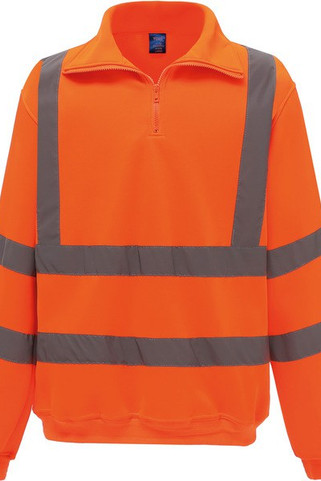 Yoko YHVK06 - Hi-Vis Zip Neck Sweatshirt