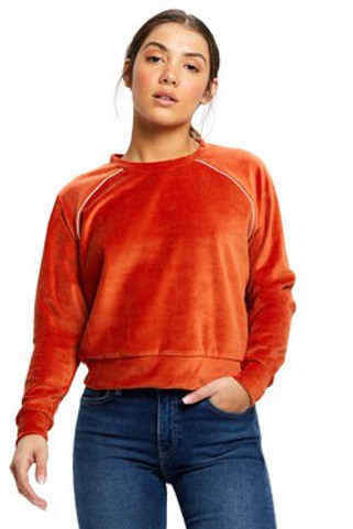 US Blanks US538 - Ladies Velour Long Sleeve Crop T-Shirt