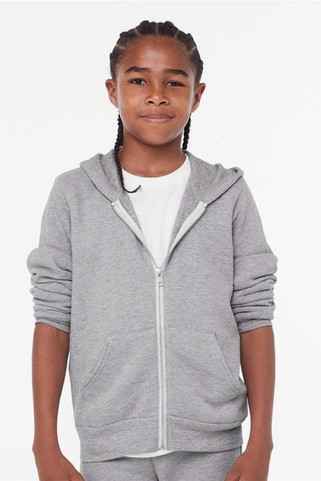Bella+Canvas 3739Y - Youth Sponge Fleece Full-Zip Hooded Sweatshirt