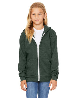 Bella+Canvas 3739Y - Youth Sponge Fleece Full-Zip Hooded Sweatshirt