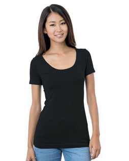 Bayside BA3405 - Juniors 4.2 oz., Fine Jersey Wide Scoop Neck T-Shirt