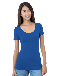 Bayside BA3405 - Juniors 4.2 oz., Fine Jersey Wide Scoop Neck T-Shirt