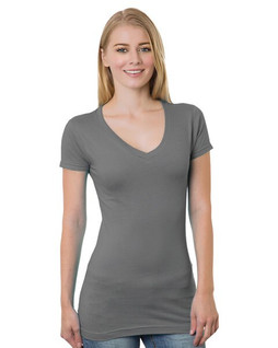 Bayside BA3407 - Juniors 4.2 oz., Fine Jersey V-Neck T-Shirt