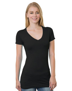 Bayside BA3407 - Juniors 4.2 oz., Fine Jersey V-Neck T-Shirt