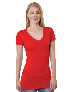 Bayside BA3407 - Juniors 4.2 oz., Fine Jersey V-Neck T-Shirt