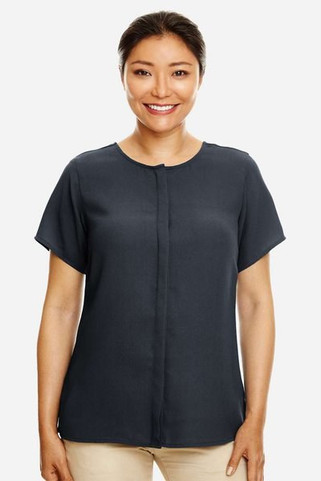 Devon & Jones DP612W - Ladies Perfect Fit  Short-Sleeve Crepe Blouse