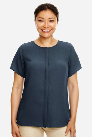 Devon & Jones DP612W - Ladies Perfect Fit  Short-Sleeve Crepe Blouse