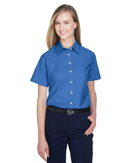 Harriton M600SW - Ladies Short-Sleeve Oxford with Stain-Release