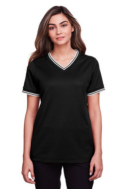 Devon & Jones DG20CW - Ladies CrownLux Performance Plaited Tipped V-Neck Polo