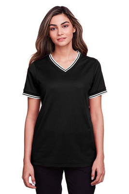 Devon & Jones DG20CW - Ladies CrownLux Performance Plaited Tipped V-Neck Polo