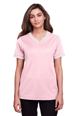 Devon & Jones DG20CW - Ladies CrownLux Performance Plaited Tipped V-Neck Polo