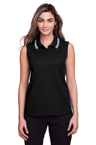 Devon & Jones DG20SW - Ladies CrownLux Performance Plaited Tipped Sleeveless Polo